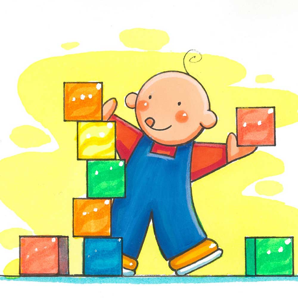 Danny stacking blocks